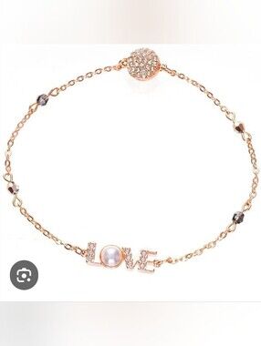 NWT Swarovski Crystal Love Bracelet In Rose Gold